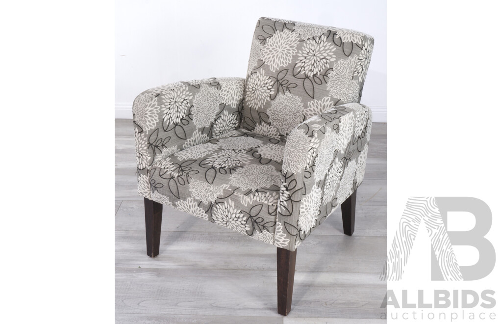 Modern Floral Fabric Armchair