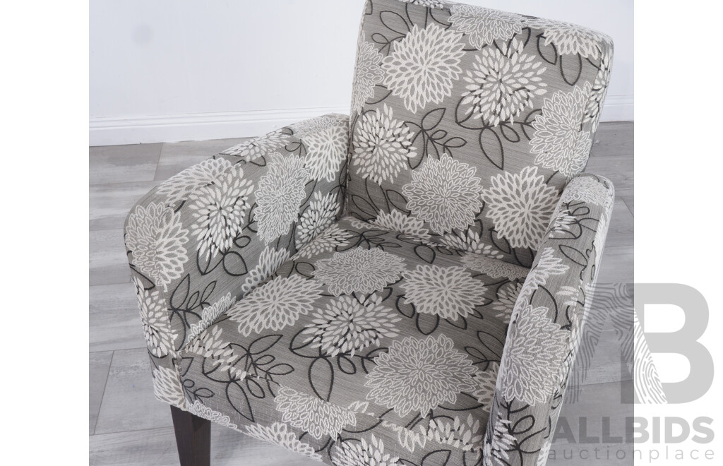 Modern Floral Fabric Armchair