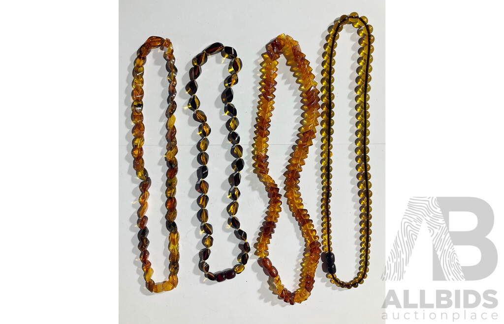 Collection of Four Baltic Amber Necklaces