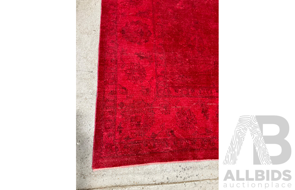 Very Large Afghan Hand Knotted Wool Pile Distressed and Over-dyed Main Carpet