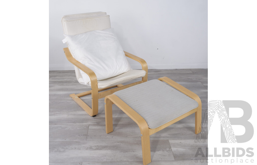 Mocka Bentwood Asta Armchair with IKEA Poang Foot Rest