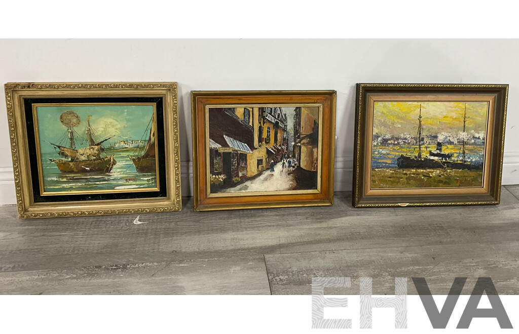 Three Framed European Oil Paintings, - Lot 1531198 | EHVA