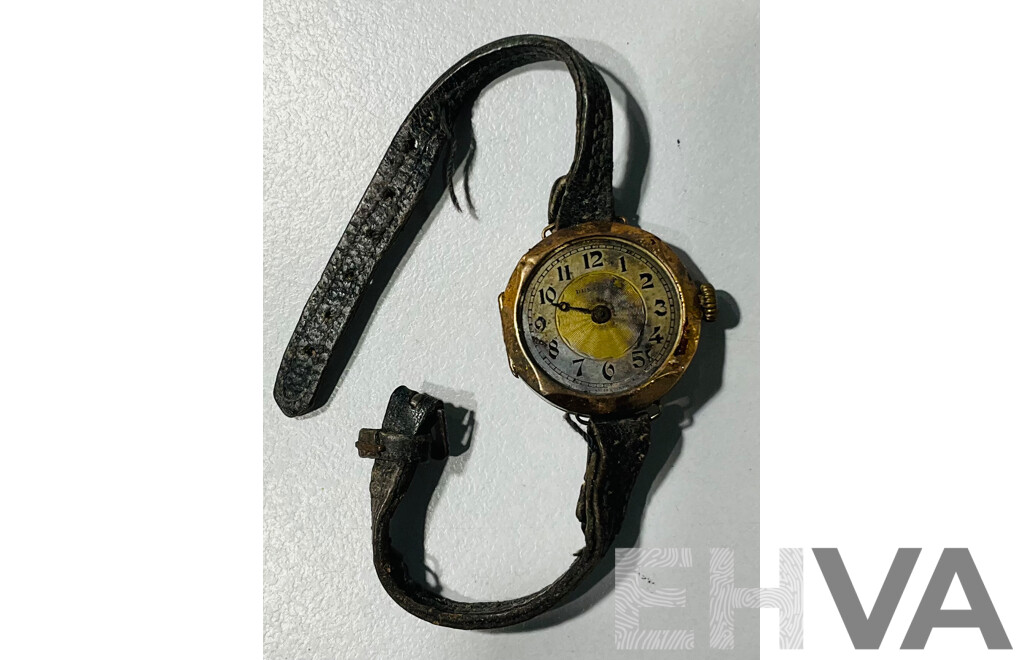 9ct Dunklings Old Vintage Watch, 25mm Casing, 12.54 Grams