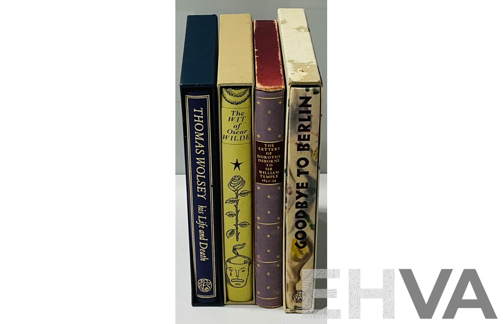 Collection Four Folio Society Titles Including Goodbye to Berlin, the Wit of Oscar Wilde and More