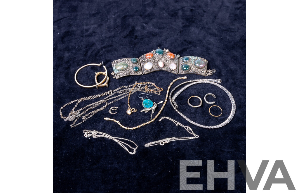 Collection of Vintage Jewellery Including Indian Ceremonial Gemstone Necklace