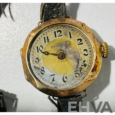 9ct Dunklings Old Vintage Watch, 25mm Casing, 12.54 Grams