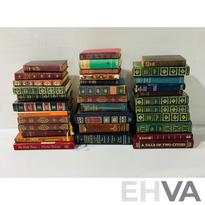 Collection Antique, Vintage and Other Charles Dickens Titles Including Fancy Binding Examples, Folio Society My Early Times, 1890 Edition PickwickPapers and More