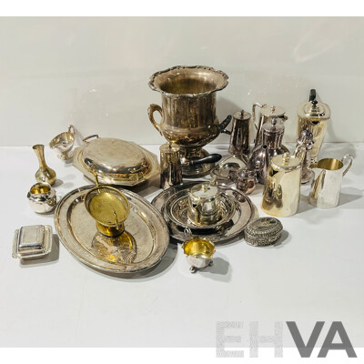 Large Collection VIntage and Other Silver Plate Including Champagne Bucket, Trays, Coffee Pots and  More