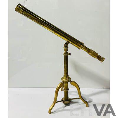 Pair Retro Antique Style Brass Telescopes on Stands