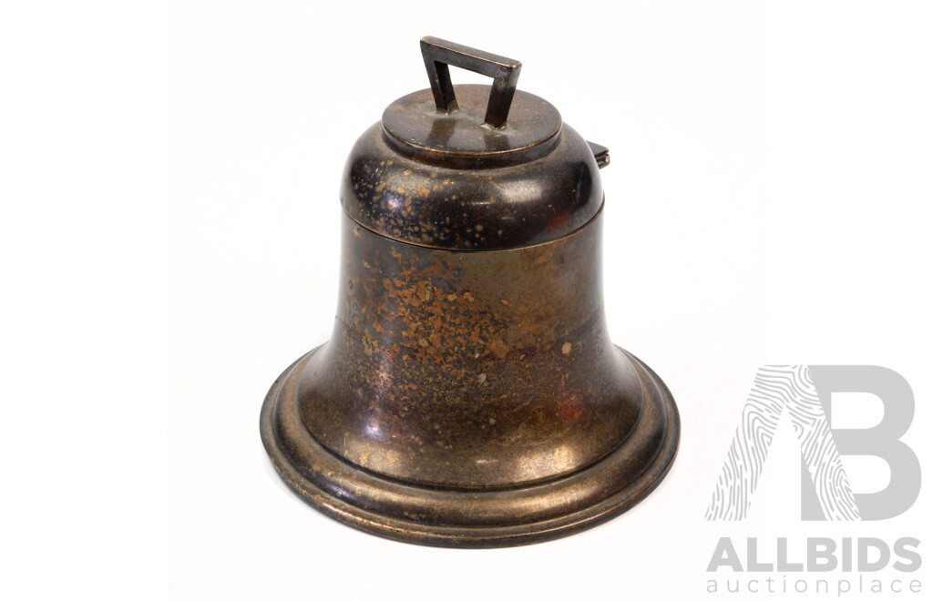 Antique Sterling Silver Bell Form Lidded Ink Well, London, 1867