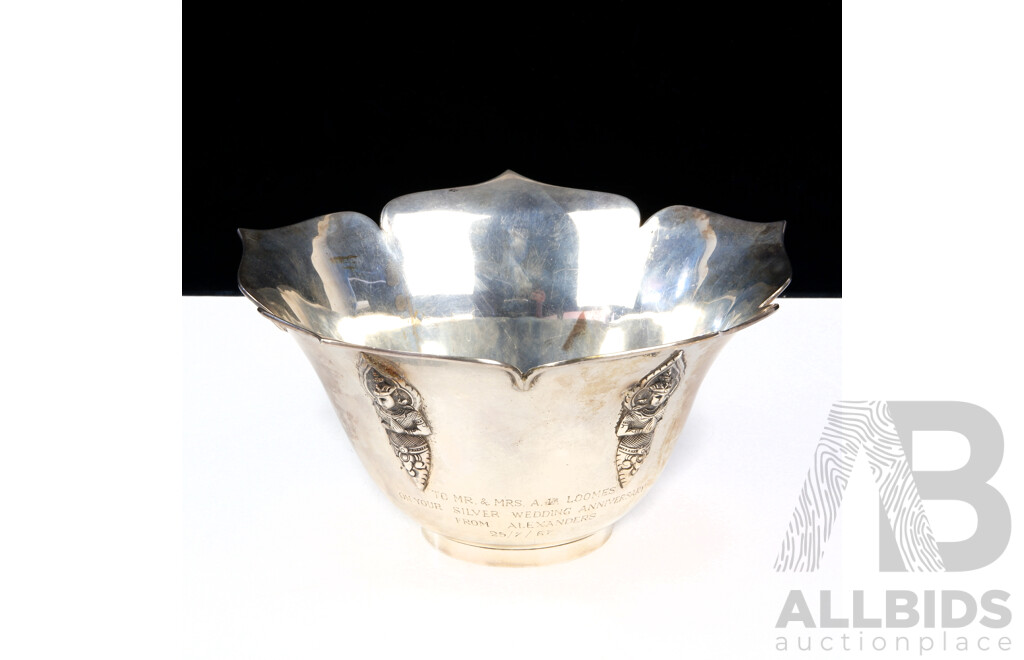 Siam Sterling Silver Lotus Petal Form Bowl by Alex B Co, Siam, with Engraved Dedication to Front