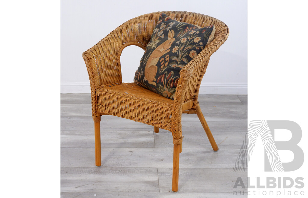 Cane Tub Chair with Tapestry Cushion