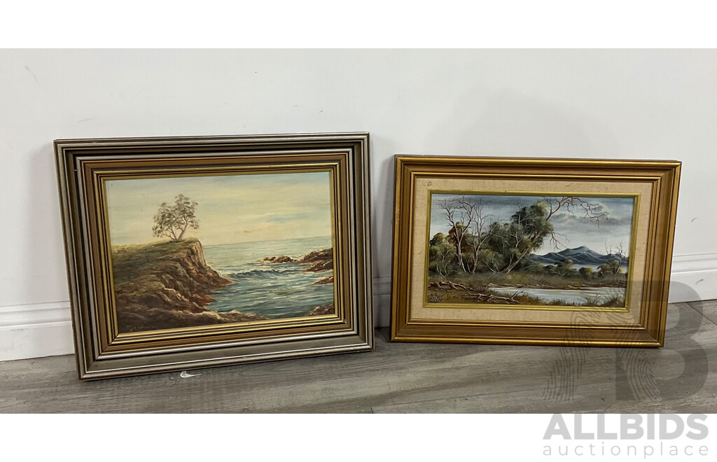 Two Landscape Oil Paintings Signed Olga Irwin & Una Parry (2)