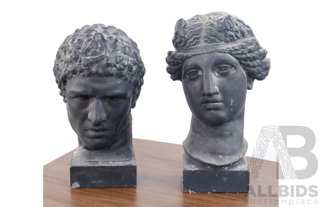Pair Male & Female Composite Busts in Classical Roman Style