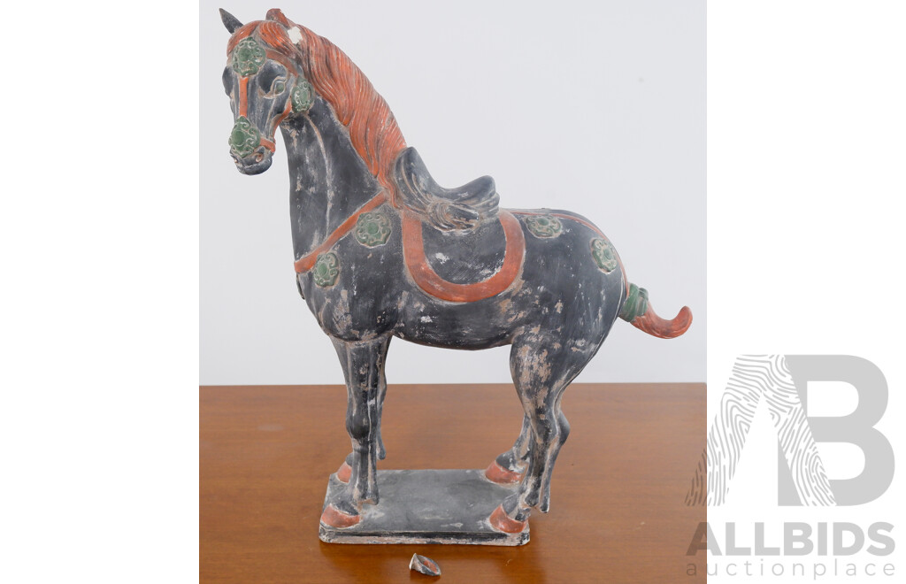 Large Chinese Pottery Tang Style Horse Figure0