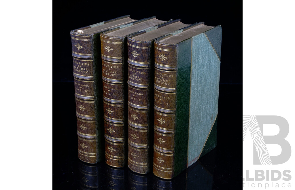 Curiosities of Natural History, F T Buckland, Richard Bentley & Sons, London , 1875, Volumes 1 to 4, Quarter Leather Bound Hardcovers