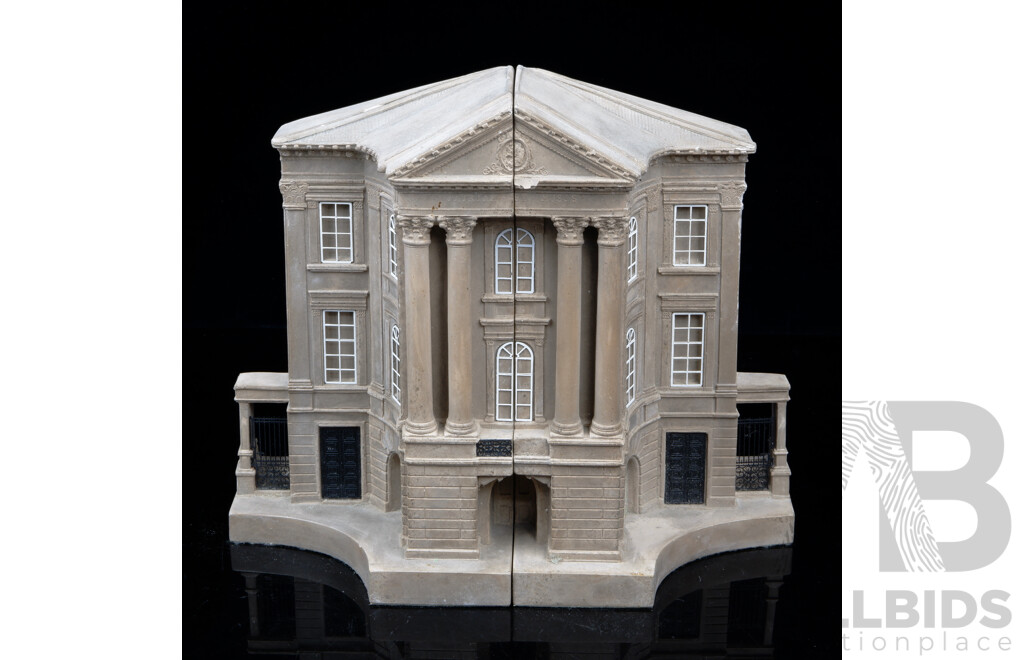 Pair Bookends in British Gypsum Plaster of the Tyl Theatre Prague by Timothy Richards,  in Original Box