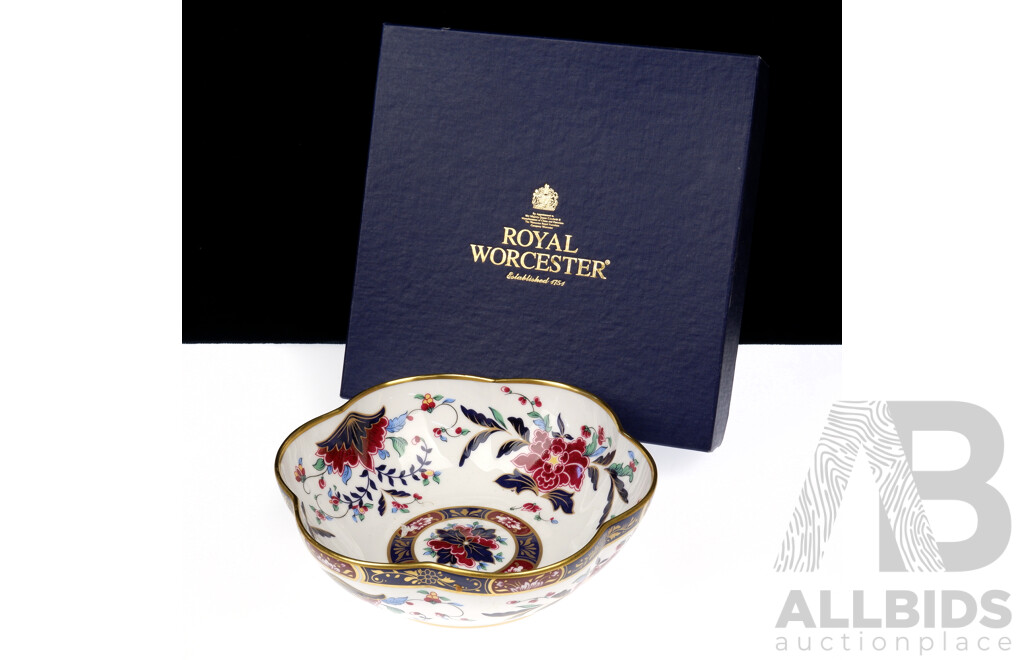 Royal Worcester Six Lobed Porcelain  Bowl in Prince Regent Design in Original Box