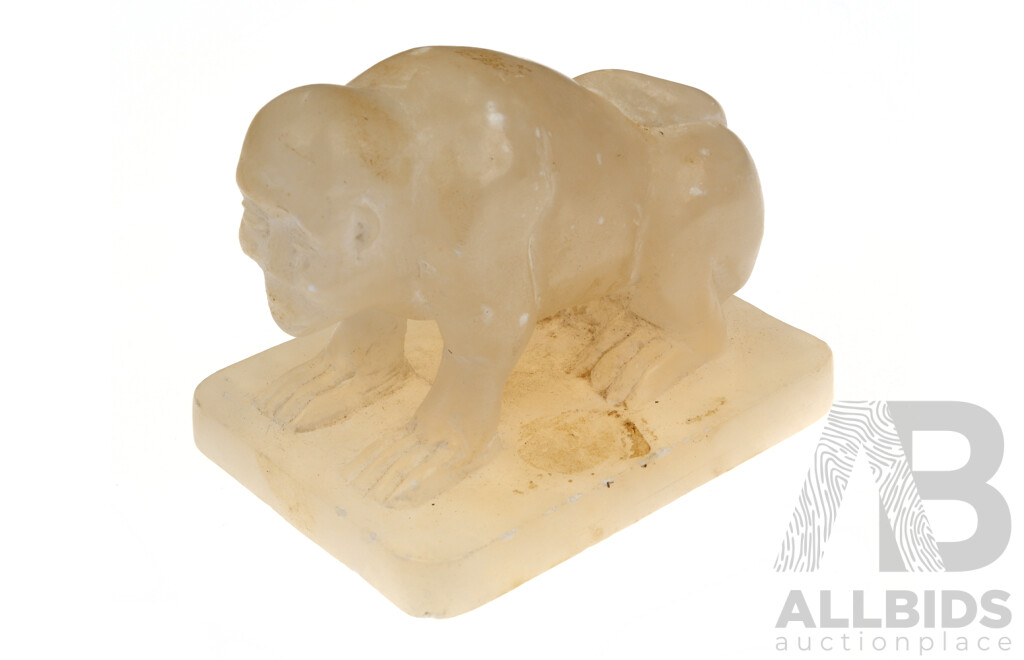 Vintage Hand Carved Chinese Alabaster Baboon Figure