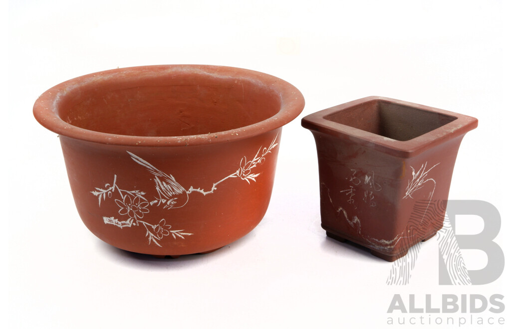 Collection Two Chinese Yi Xing Style Pottery Planters