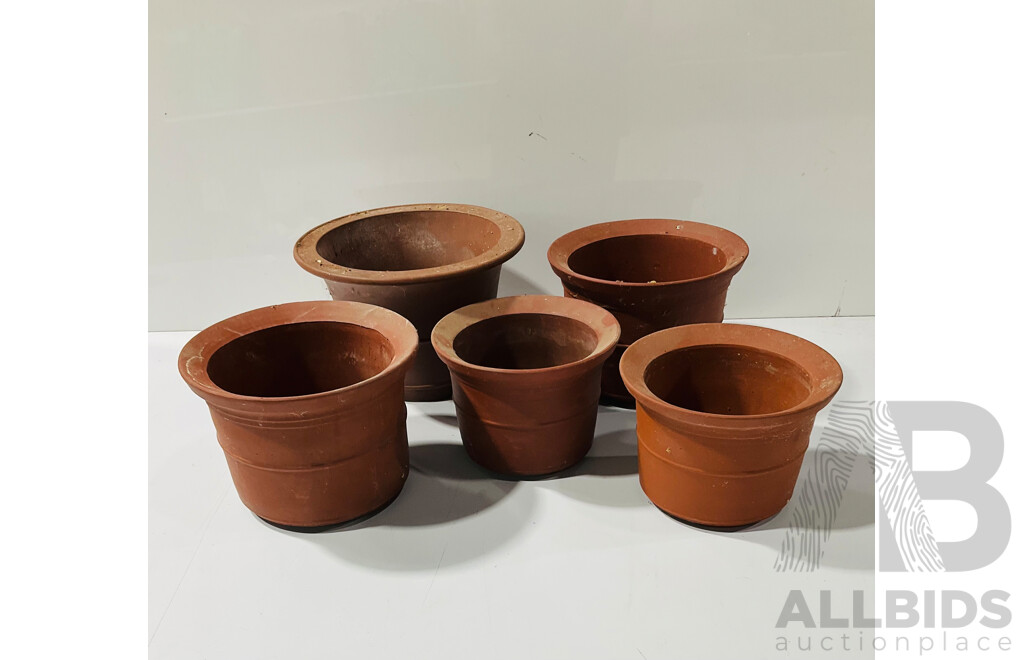 Collection Five Vintage Chinese Yi Xing Style Planter Pots