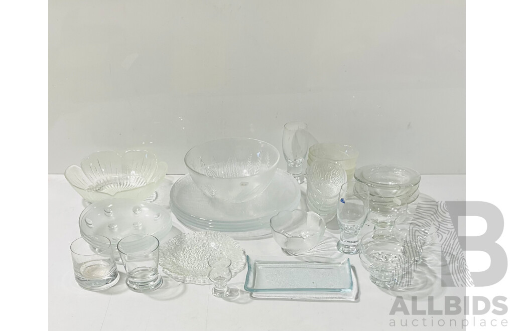 Collection Mid Century Style Textured Frosted Glass Pieces