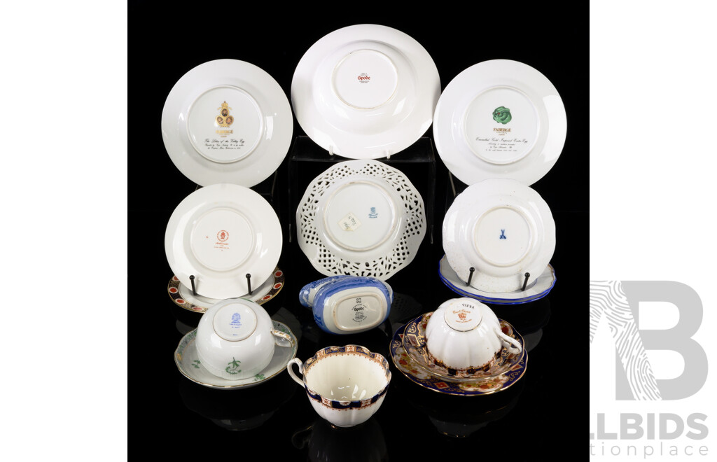 Collection English and Continental Porcelain Including Royal Crown Derby, Herend Duo, Spode Blue and White Jug and More