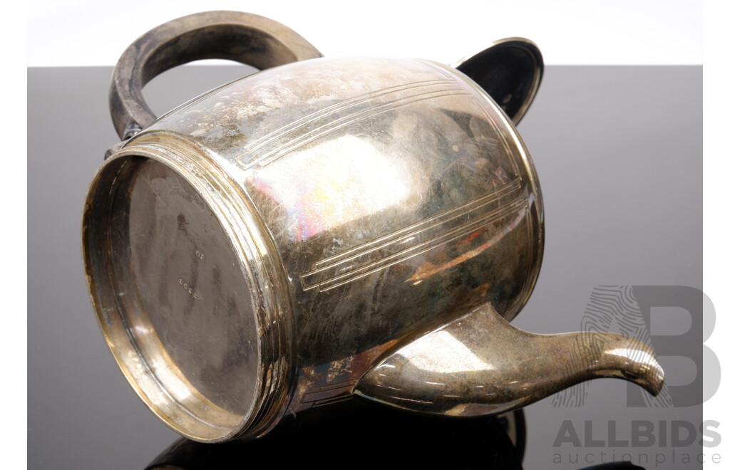 Antique Sterling Silver Barrel Form Teapot,  Birmingham, 1861