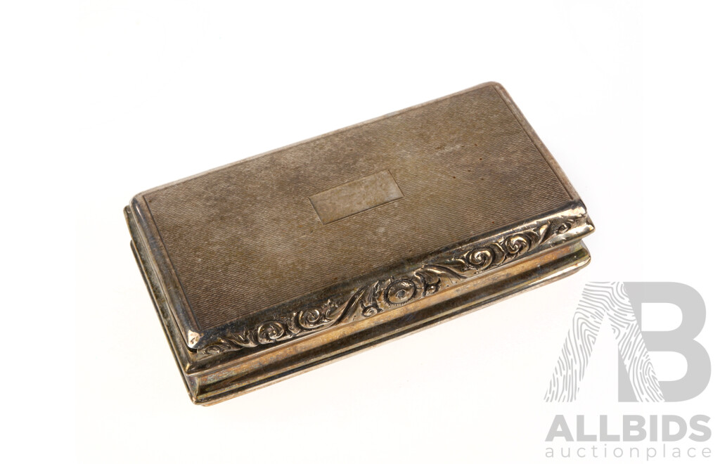 Antique Sterling Silver George IV Snuff Box with Engine Turned Lid, Joseph Taylor, Birmingham 1825