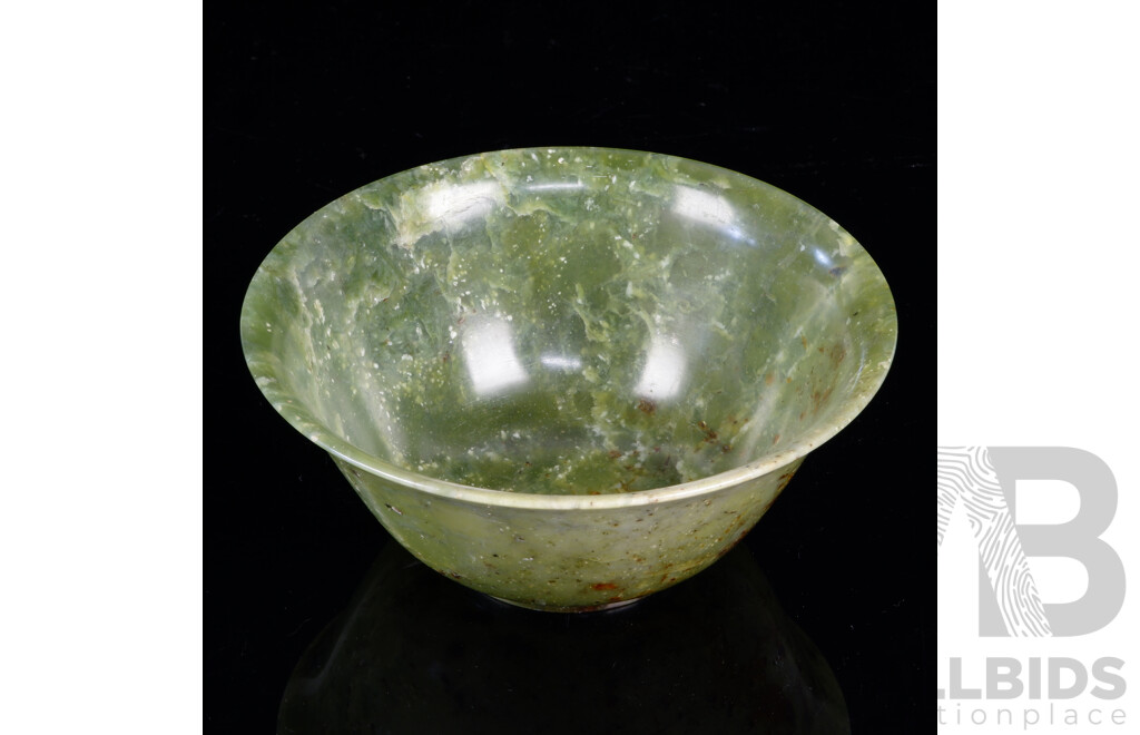 Vintage Chinese Spinach Jade Translucent Dish