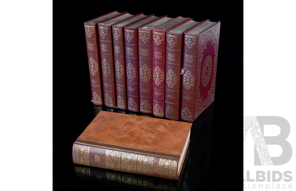 Set Nine Charles Dickens Novels Including Eight Heron Books Examples, All Hardcovers