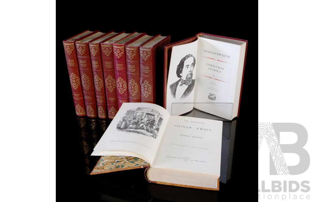 Set Nine Charles Dickens Novels Including Eight Heron Books Examples, All Hardcovers