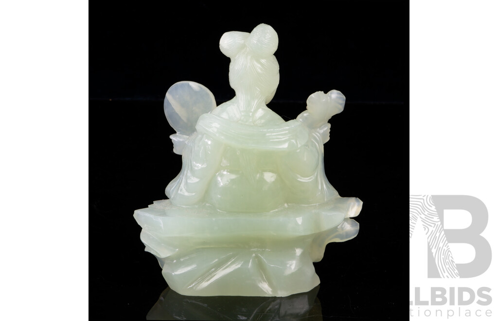 Vintage Chinese Carved Serpentine Quan Yi Figure