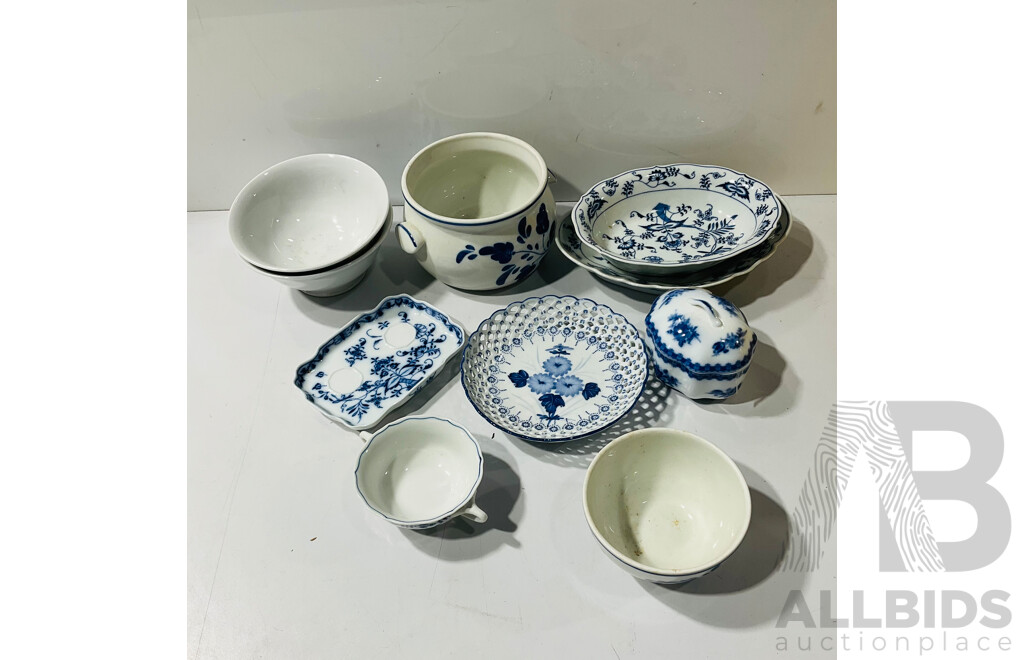 Collection Mostly Blue & White Glazed Ceramics Including Blue Danube, Portuguese Examples and More