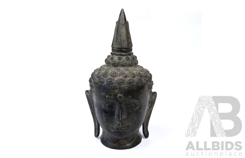 Antique Bronze Thai Sukhothai Buddha Head