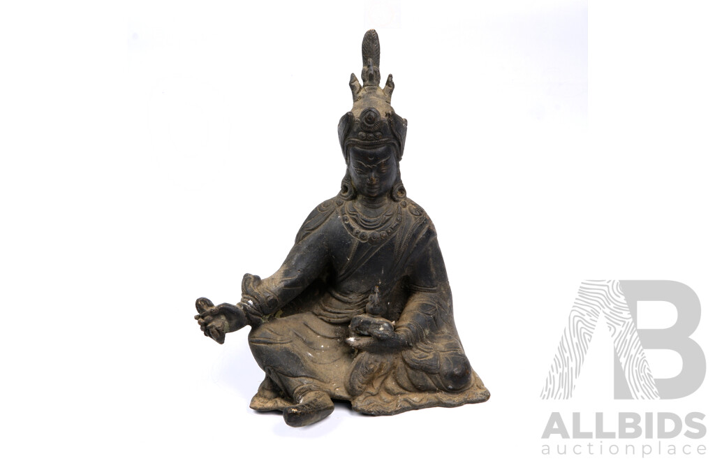 Antique Bronze Sino Tibetan Bodhisattva Lalitasana Sitting Position