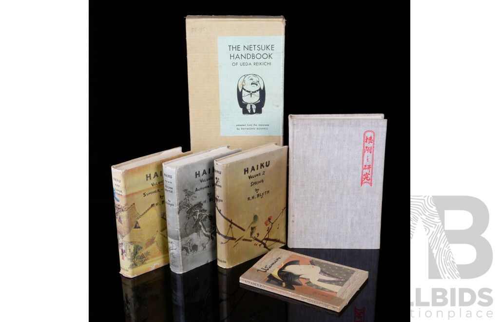 Collection Five Japanese Books Relating to Haiku Poetry and Netsukes