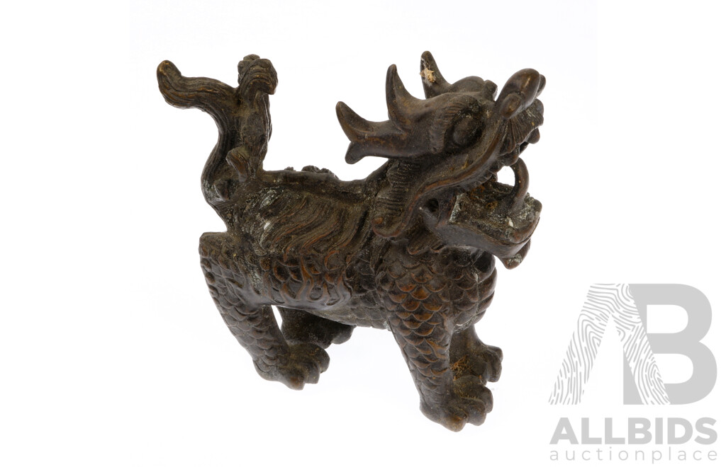 Antique Sino Tibetan Bronze Auspicious Beast Figure