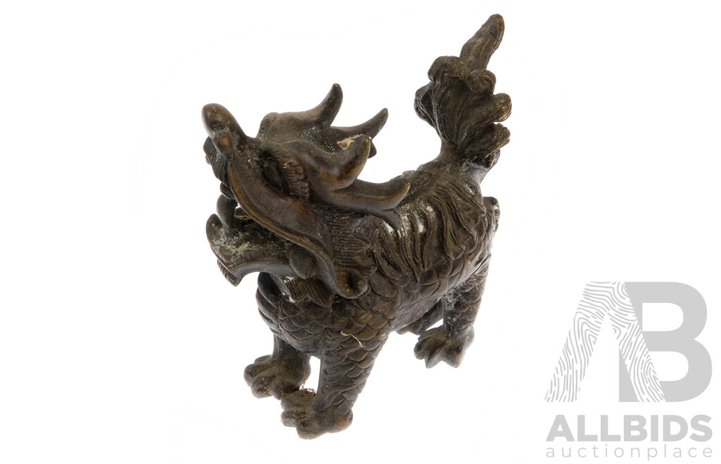 Antique Sino Tibetan Bronze Auspicious Beast Figure