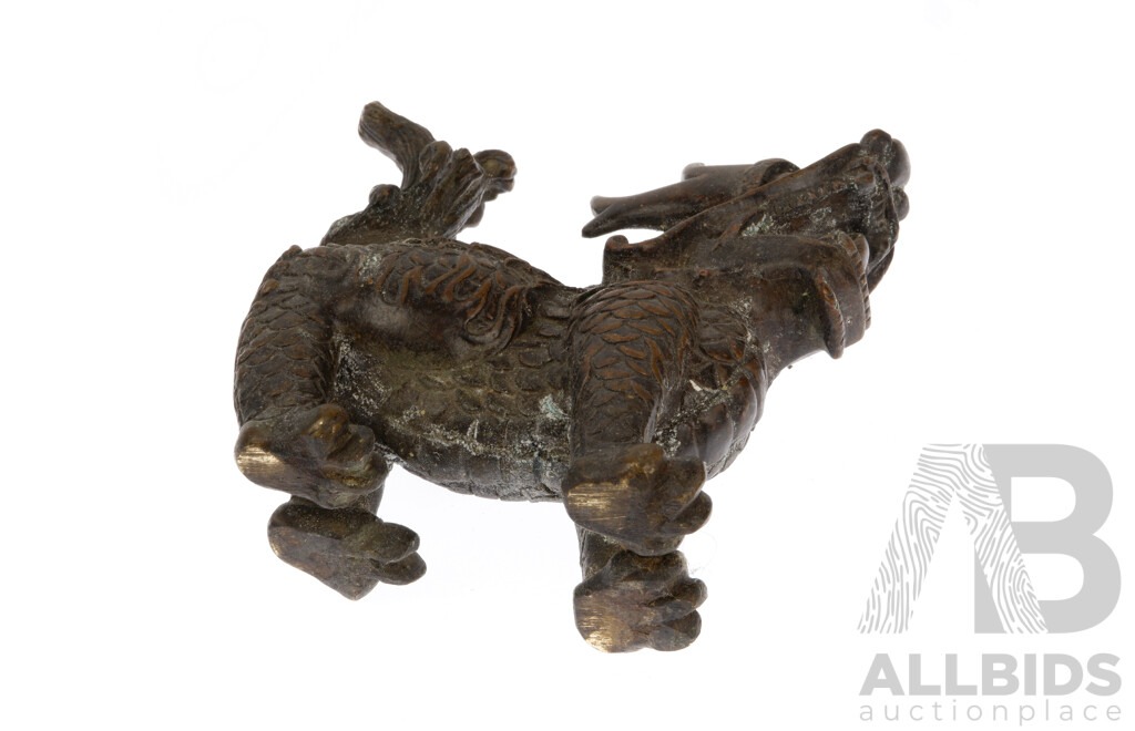 Antique Sino Tibetan Bronze Auspicious Beast Figure