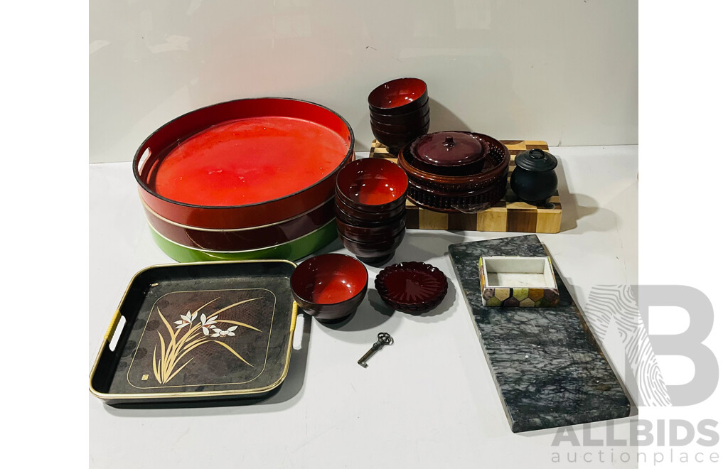 Collection Japanese Lacquer Ware and Other Items