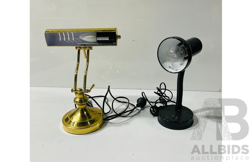 Pair of Retro Corded Electrical Desk Lamps