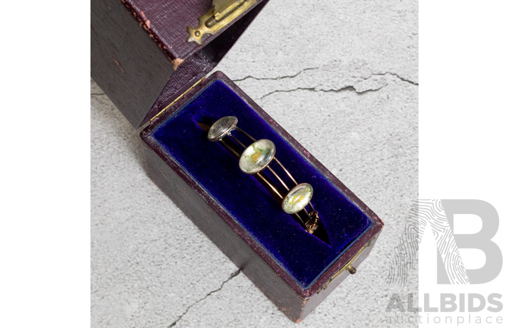 Antique 9ct Clear Moonstone Cabochon Bangle, 56mm, 10.70 Grams in Original 'A Saunders London Sydney' Presentation Box