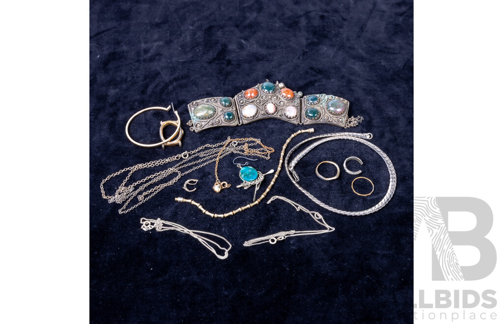 Collection of Vintage Jewellery Including Indian Ceremonial Gemstone Necklace