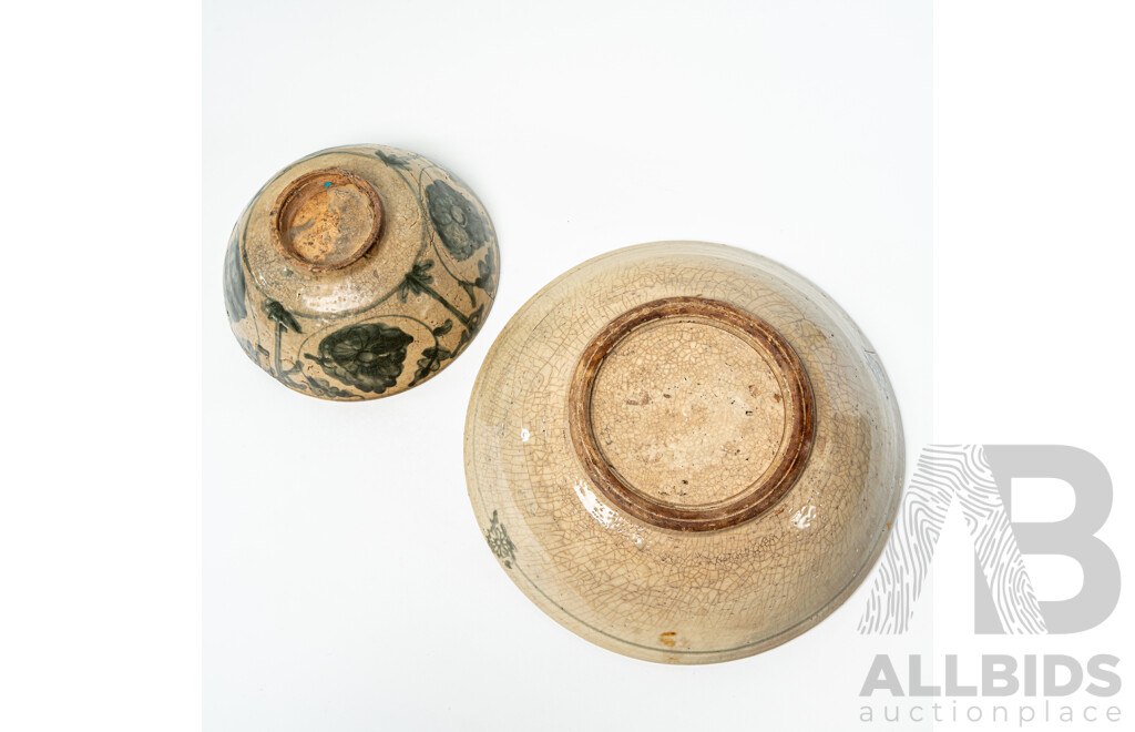 Antique Chinese Ming Swatow Ware Porcelain Dish, Circa 16th Century and Another Antique Chinese PIece