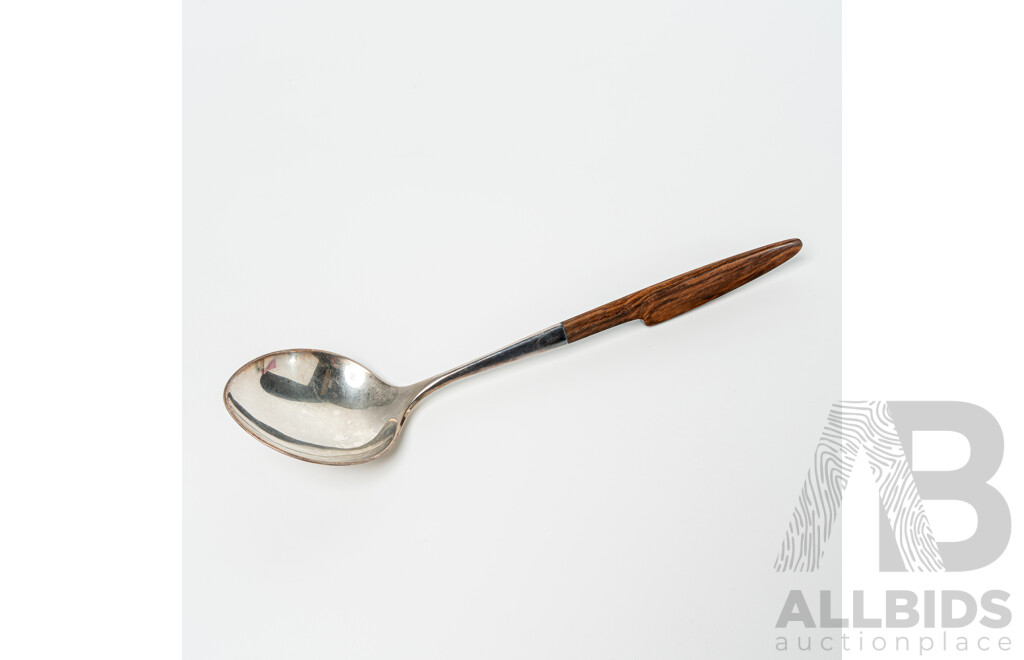 Mid Century Danish COHR Sterling Silver and Wooden Serving Spoon