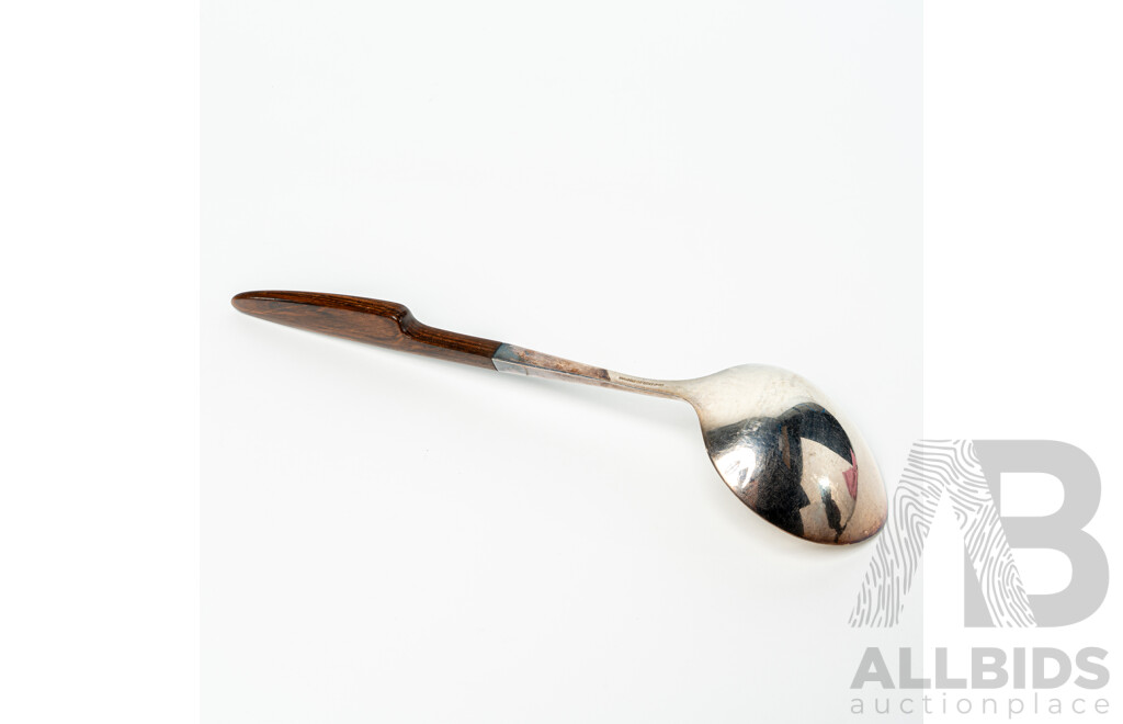 Mid Century Danish COHR Sterling Silver and Wooden Serving Spoon
