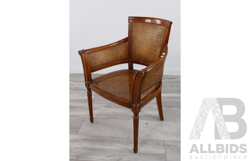 Vintage Armchair with Double Rattan Sides