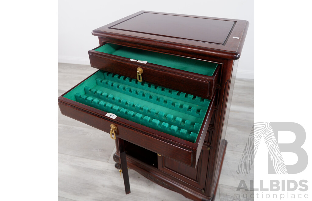 Chinese Rosewood Four Drawer Cuttlery Canteen