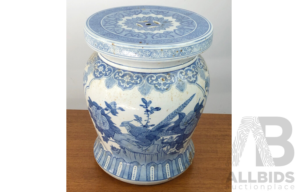 Chinese Blue and White POrcelain Drum Stool